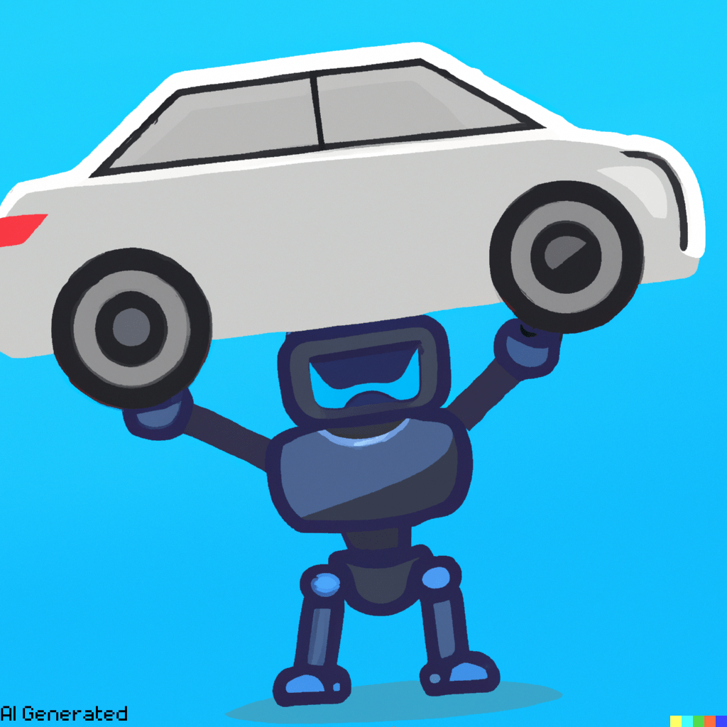 AI generated robot carrying a car